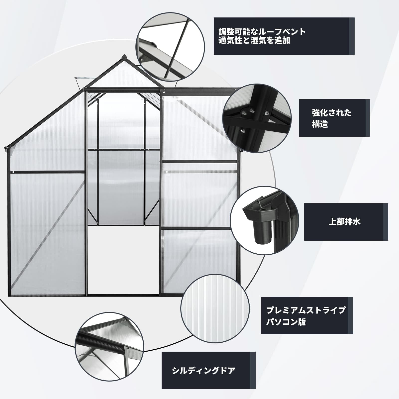 Amazon.co.jp: 温室 保温 温室棚 サイズ幅188CM*奥行370CM*高195CM